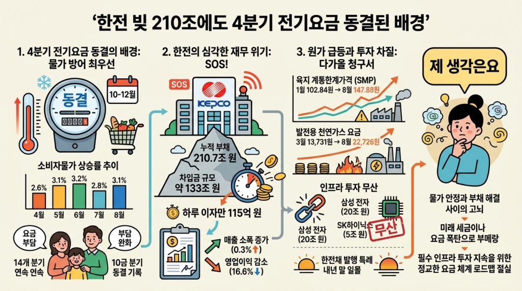 한전 빚 210조에도 4분기 전기요금 동결된 배경 infographic electricity tariff freeze kepco debt d4030ca1