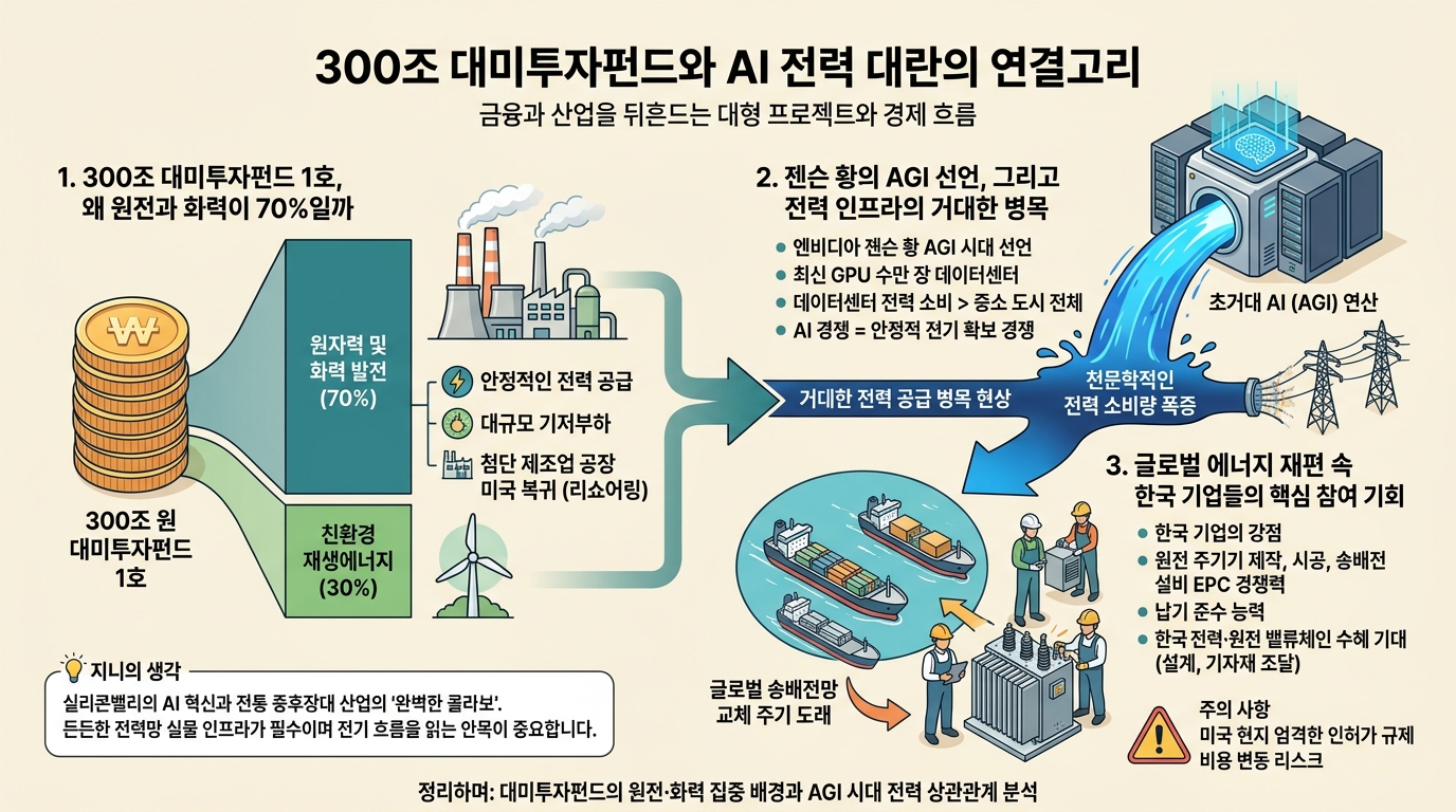 300조 대미투자펀드와 AI 전력 대란의 연결고리 300조 대미투자펀드와 AI 전력 대란의 연결고리