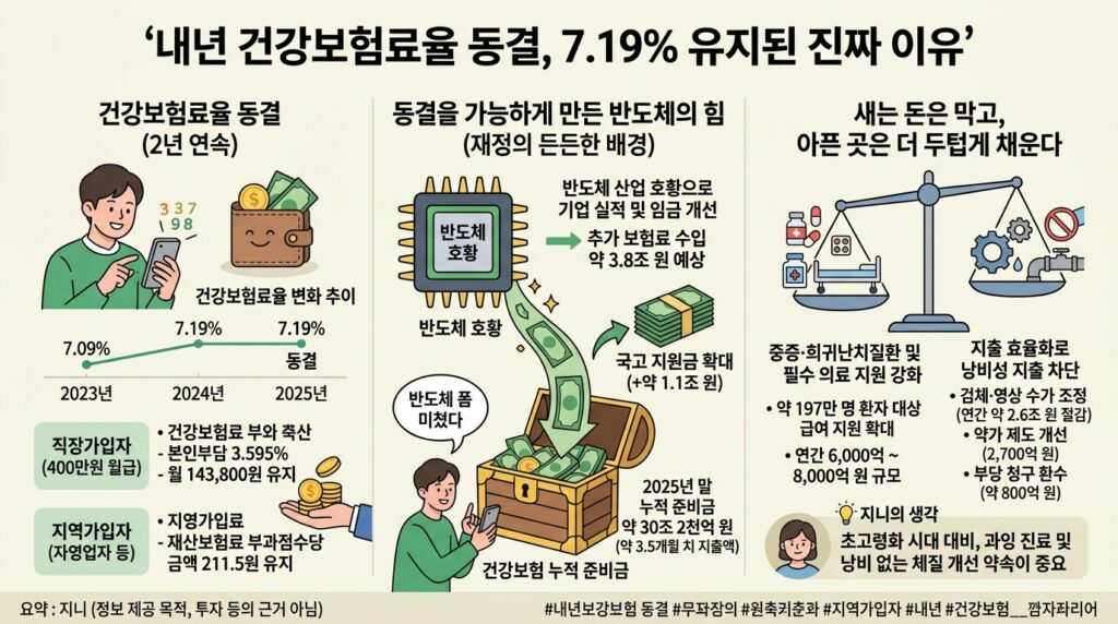 내년 건강보험료율 동결, 7.19% 유지된 진짜 이유 infographic health insurance premium rate frozen 4881a547
