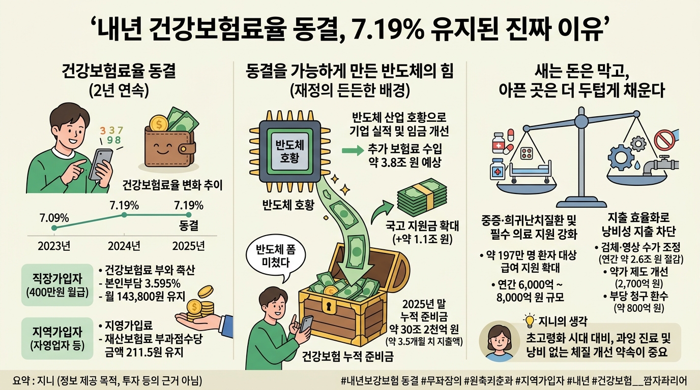내년 건강보험료율 동결, 7.19% 유지된 진짜 이유