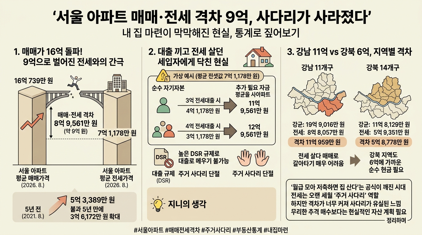 서울 아파트 매매·전세 격차 9억, 사다리가 사라졌다 서울 아파트 매매·전세 격차 9억, 사다리가 사라졌다