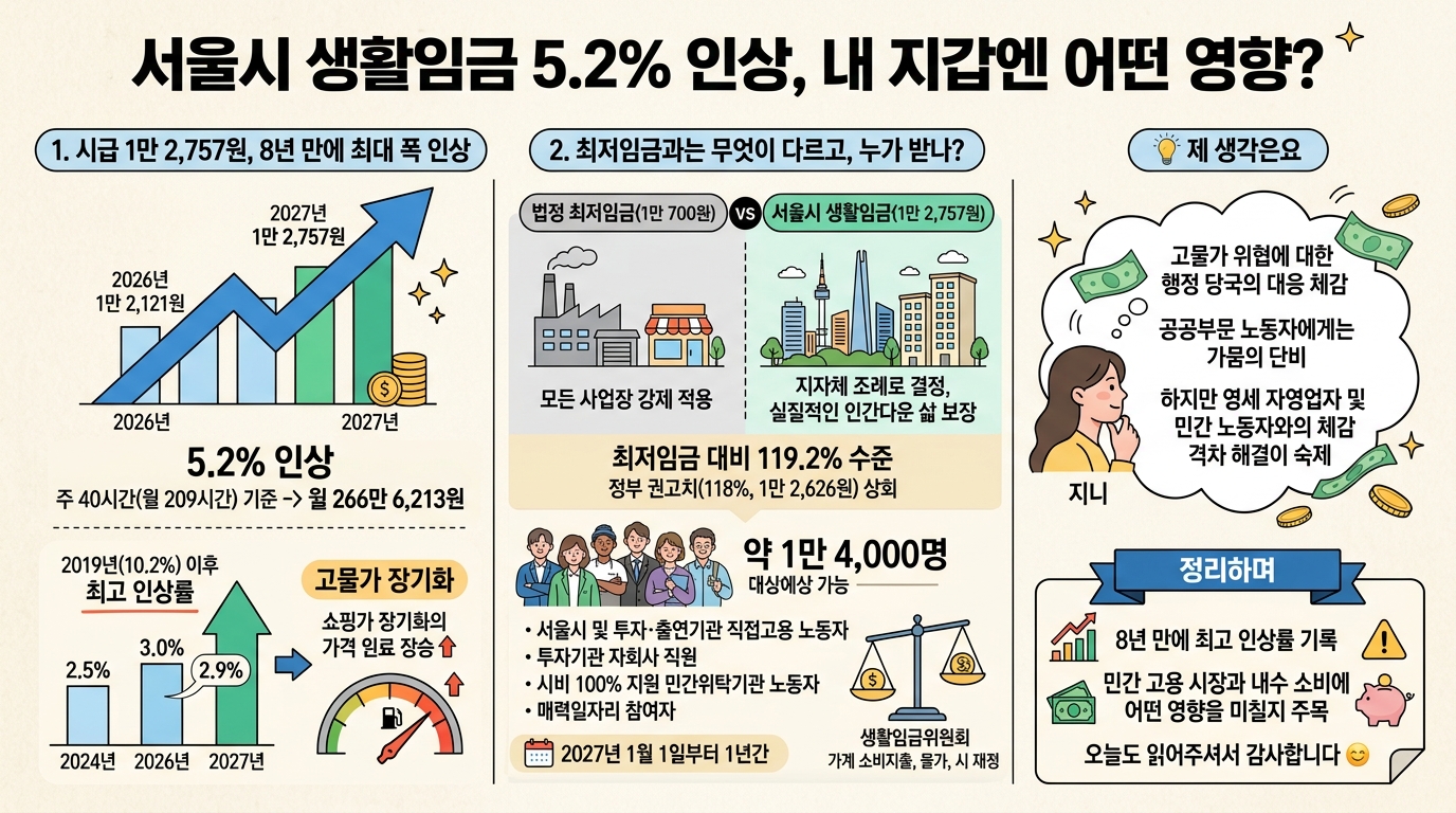 서울시 생활임금 5.2% 인상, 내 지갑엔 어떤 영향?
