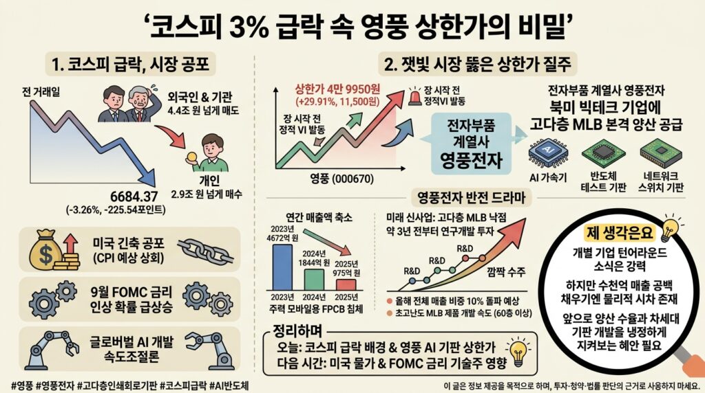 코스피 3% 급락 속 영풍 상한가의 비밀 infographic youngpoong ai mlb stock surge 416708d6