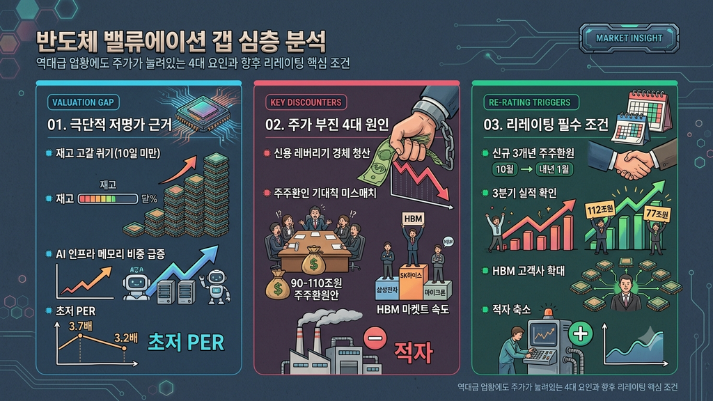 삼성전자·SK하이닉스, 재고 10일 미만인데 주가가 안 오르는 이유 반도체 벨류